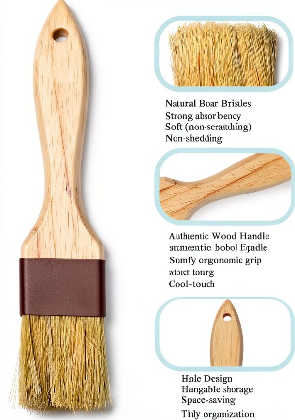NXRACSH Pastry Brushes Beech Wood Boar Hair Basting Kitchen-3
