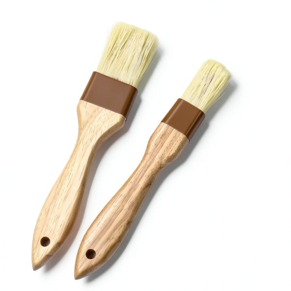 MOWPOG Pastry Brush Natural Boar Bristles Wooden Handle Set-6