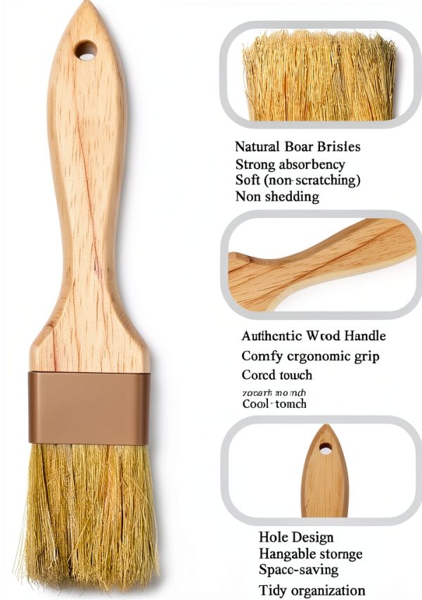 NXRACSH Boar Hair Pastry Brush Wood Handle Dishwasher Safe-4
