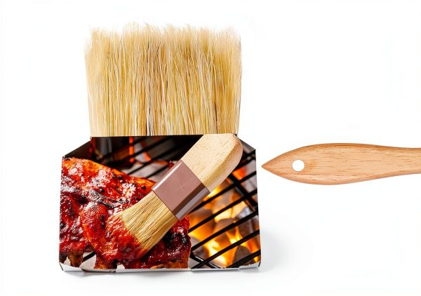 MOWPOG Pastry Brush Natural Boar Bristles Wooden Handle Set-2